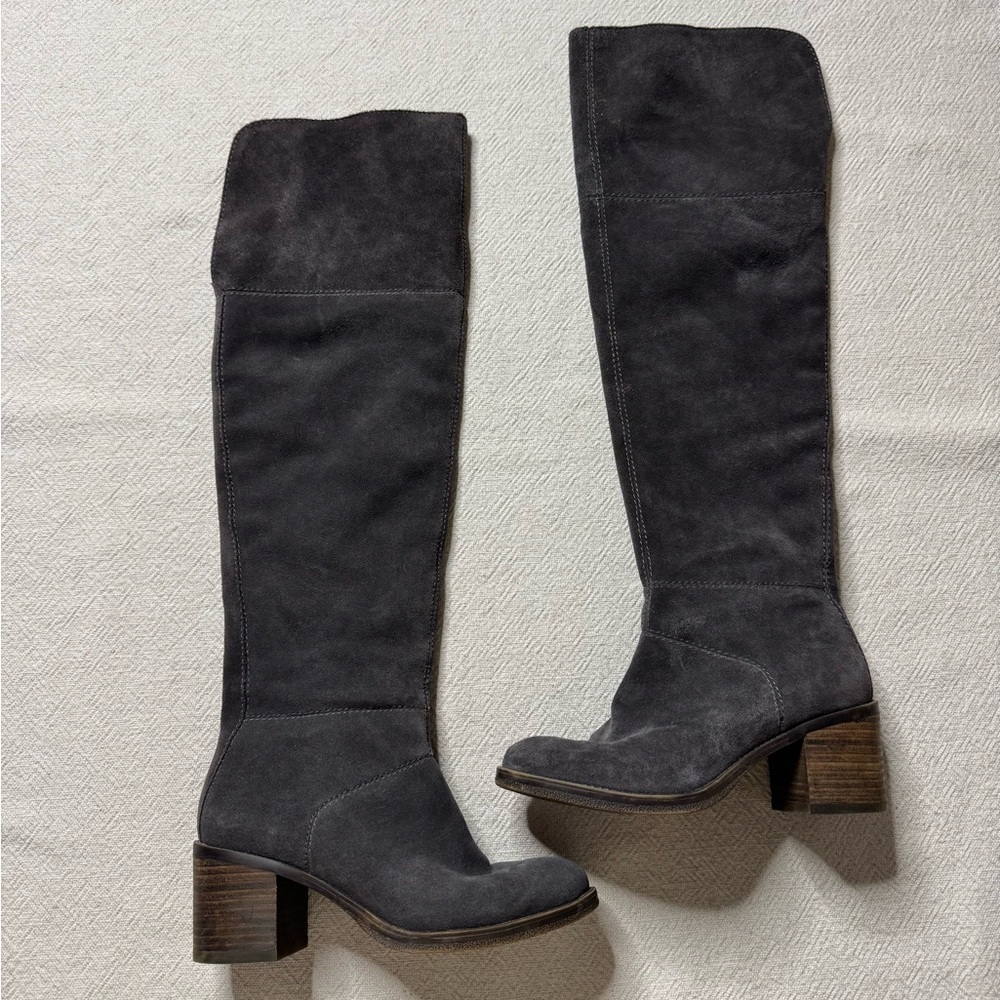 Lucky Brand Ramsden Dark Grey Suede Over the Knee Boots 7 - Picture 2 of 12